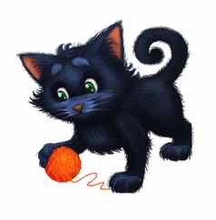 可爱的毛茸茸的小猫卡通动物字符吉祥物玩球
