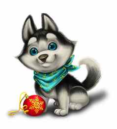 赛季的可爱的沙哑的小狗快乐圣诞节快乐一年