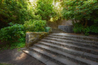 花园石头墙楼梯步骤