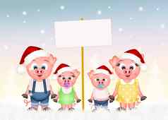 猪家庭圣诞节