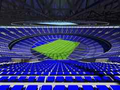 大美丽的现代足球足球体育场蓝色的座位贵宾盒子