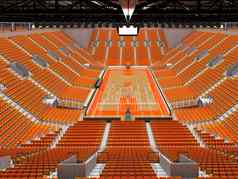 美丽的现代体育竞技场篮球橙色座位贵宾盒子