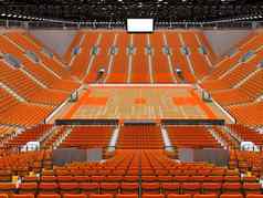 美丽的现代体育竞技场篮球橙色座位贵宾盒子