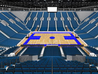 美丽的现代体育竞技场篮球蓝色的座位贵宾盒子