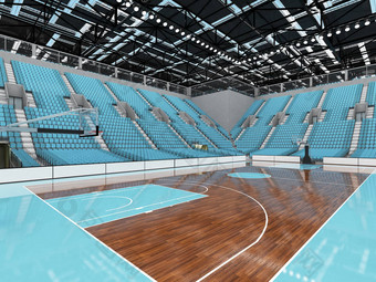 美丽的现代体育竞技场篮球天空蓝色的座位贵宾盒子