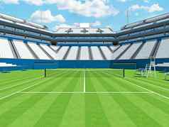 美丽的大现代网球草法院体育场白色座位15千球迷