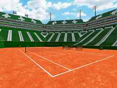 美丽的开放网球粘土法院体育场绿色座位贵宾盒子15千球迷
