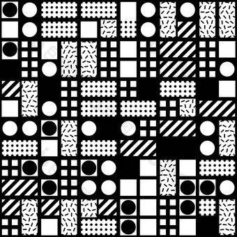 装饰几何形状瓷砖单色不规则的模式摘要黑色的白色背景艺术观赏<strong>晶格</strong>