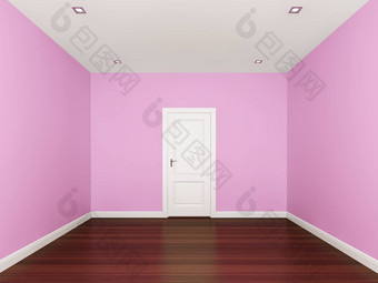 粉红色的墙空房间