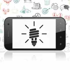 业务概念智能手机能源储蓄灯显示