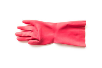 红色的橡胶手套清洁白色背景济贫院