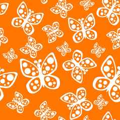 美丽的无缝的蝴蝶模式橙色白色颜色