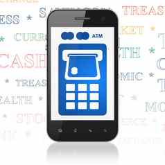 钱概念智能手机自动取款机机显示