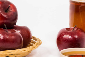 桩苹果红色的苹果Jar蜂蜜碗蜂蜜异醇