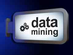 数据概念数据矿业齿轮广告牌背景