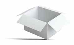白色开放空白纸板盒子孤立的