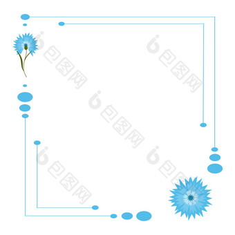 蓝色的花矢车菊孤立的白色背景卡通矢车菊属紫绀插图