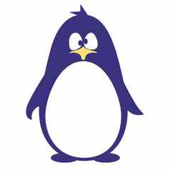摘要可爱的愤怒的卡通煎孤立的蓝色的背景有趣的企鹅图像