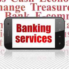 银行概念智能手机银行服务显示