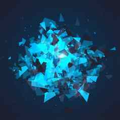 摘要三角形粒子透明的阴影广告面板信息图表背景项展示概念爆炸云黑色的蓝色的块黑暗空间背景