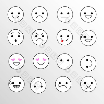 集情绪图标应用程序闲谈，聊天表情符号情绪孤立的白色背景