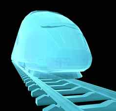 发光蓝色的高速火车