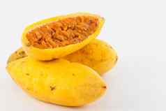 异国情调的热带水果被称为curuba西番莲三方