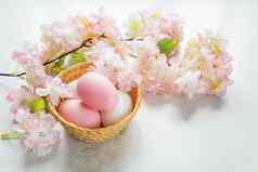 复活节卡复活节鸡蛋粉红色的花