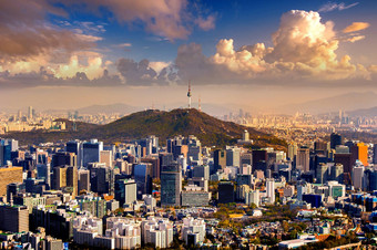 视图城市景观首尔塔首尔南韩国