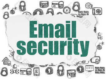 安全概念电子邮件安全撕裂纸背景