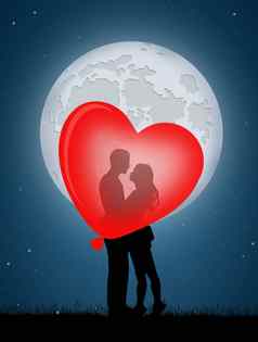 夫妇接吻心气球