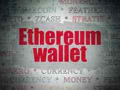 区块链概念ethereum钱包数字数据纸背景