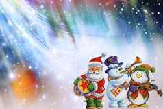 色彩斑斓的圣诞节背景雪花星星的客人