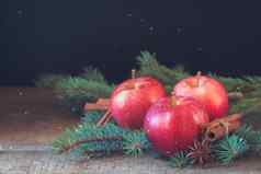 圣诞节苹果肉桂巴迪扬分支机构圣诞树