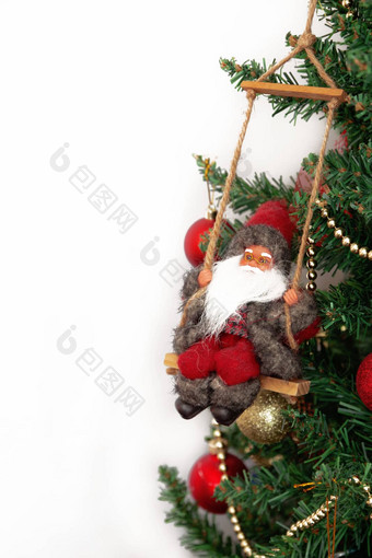 圣诞节树玩具圣诞老人老人孤立的白色引入