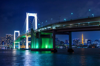 东京天际线彩虹桥东京塔东京日本