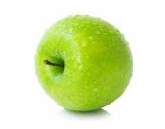 绿色新鲜的苹果水果孤立的白色背景健康的