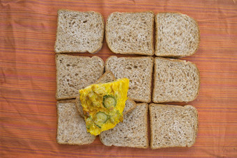 楔西葫芦煎蛋背景三明治面包