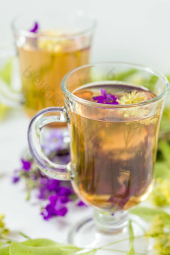 林登Herbal茶透明的熟料玻璃林登blos