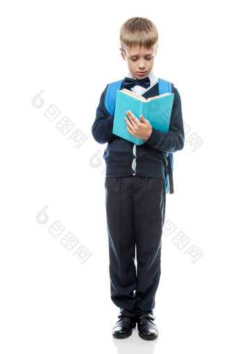 小学生教科书背包白色背景