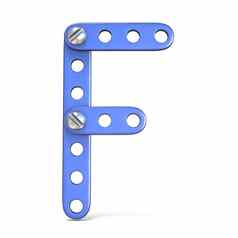字母使蓝色的金属构造函数玩具信