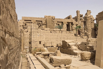 建筑列古老的埃及大石头古老的废墟埃及建筑