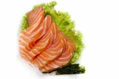 关闭生鱼片寿司美味的日本食物