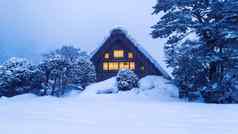 shirakawa-go村冬天联合国教科文组织世界遗产网站日本