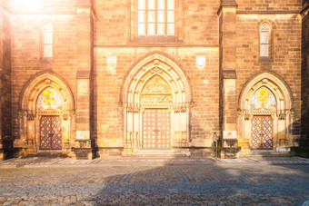 哥特风格入口门户网站教堂圣彼得保罗维谢赫拉德布拉格捷克共和国
