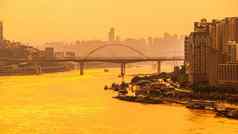 长江河早....阴霾日出时间重庆中国