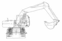 大纲挖掘机孤立的背景