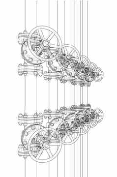 工业阀门草图插图