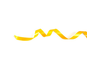 螺旋黄色的丝带孤立的白色背景