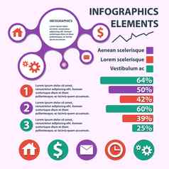 业务infographics圆折纸风格工作流布局横幅图数量选项一步选项网络设计